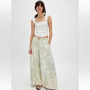 One Teaspoon Sundae Star palazzo wide leg jeans XXS 💫 24/25 NWOT